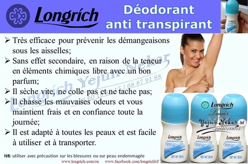 Déodorant anti transpirant antiperspirant longrich
